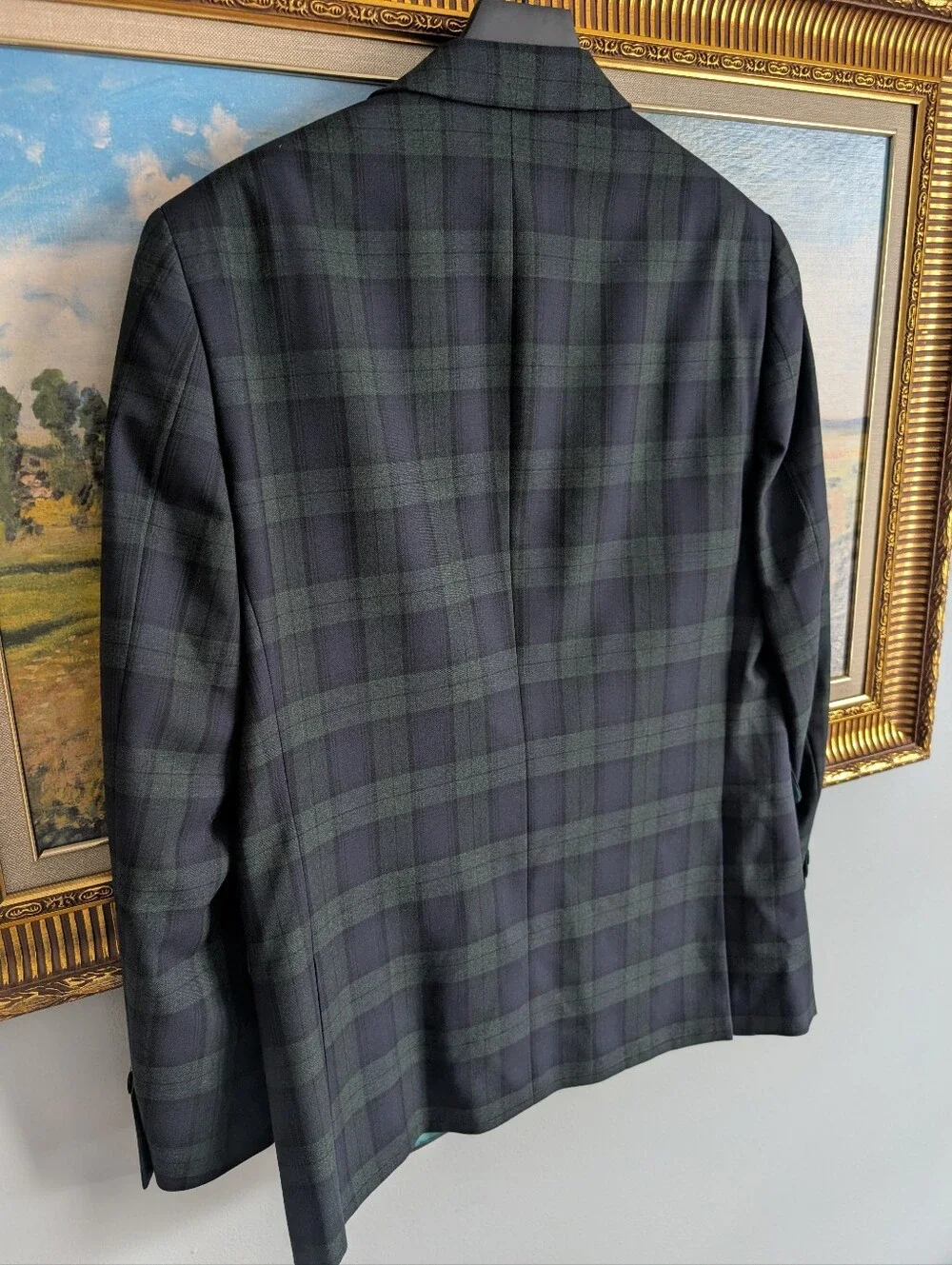 NWOT Charles Tyrwhitt Full Navy and Dark Green Super 100s Plaid Suit